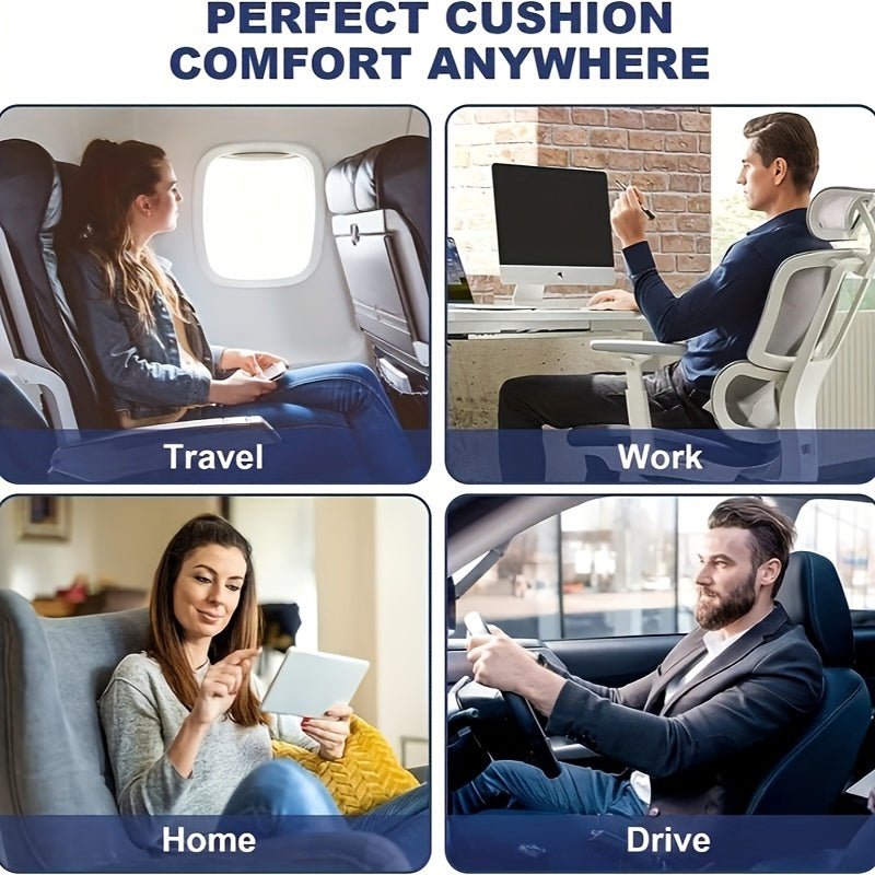 Memory Foam Cushion for Office Chair Blue Relieves Tailbone Pain Anti-Slip