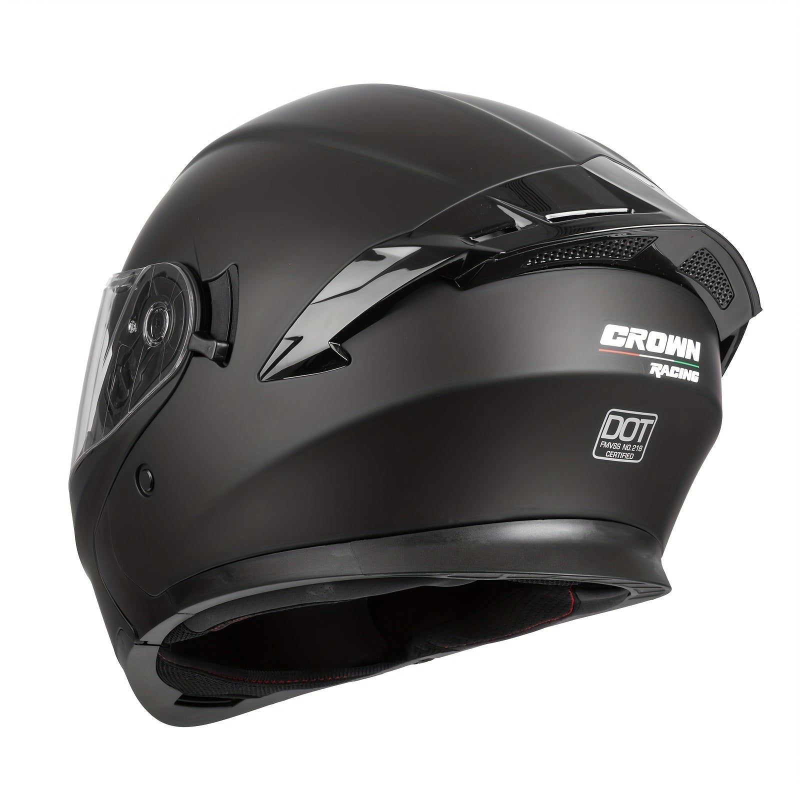 Black Open Face Modular Motorcycle Helmet with Dual Flip-Up Visors and ABS Material