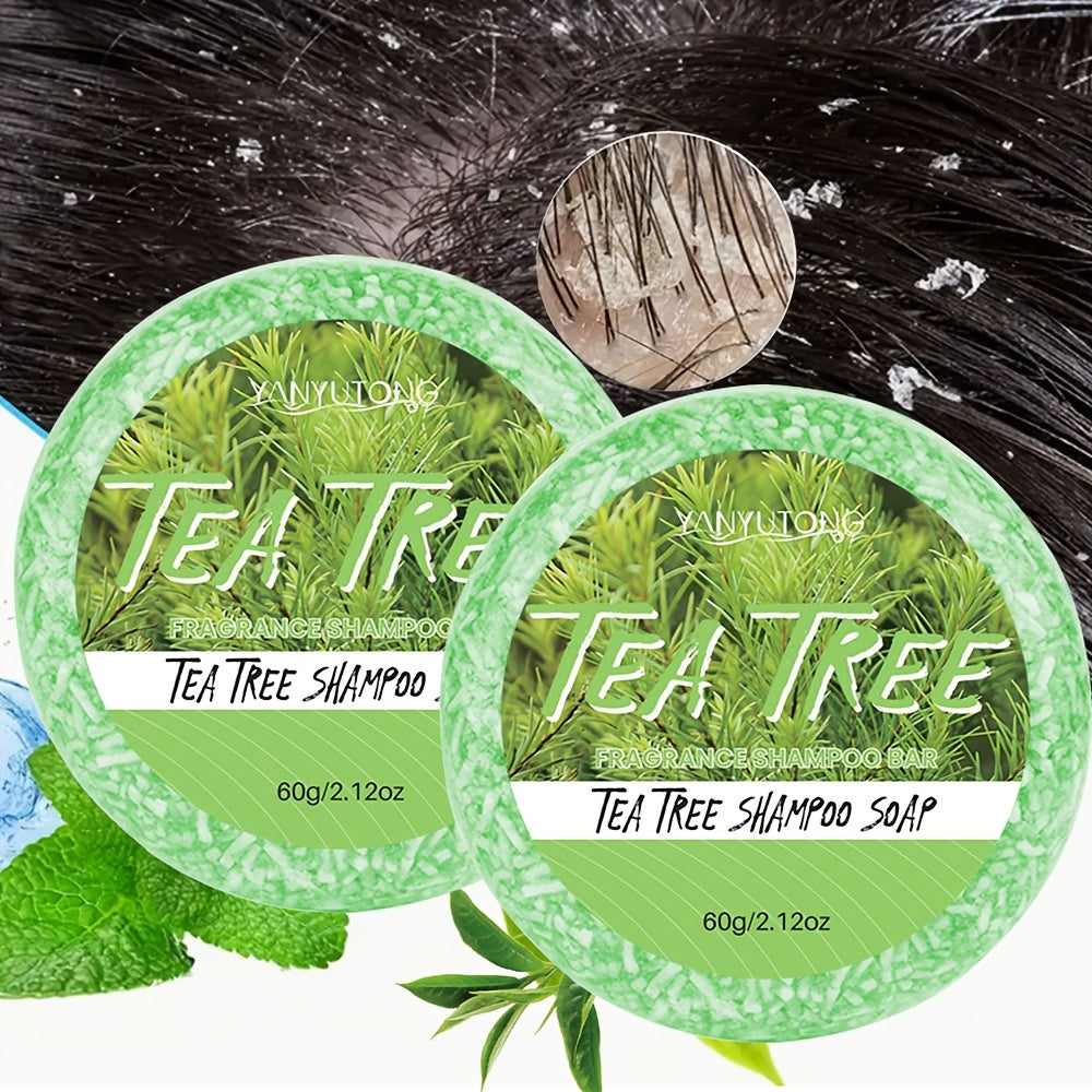 Two Tea Tree Shampoo Bars 60g Moisturizing Dandruff Control Hair Strengthening for All Hair Types