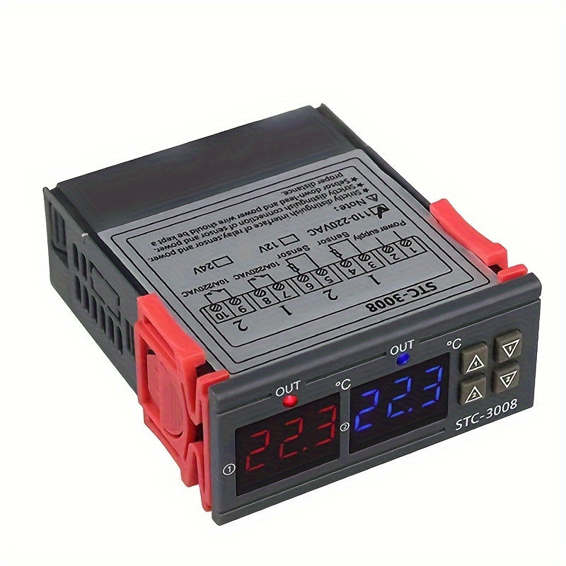 Digital Temperature Controller for Aquariums Dual Display 110V 220V Battery-Free