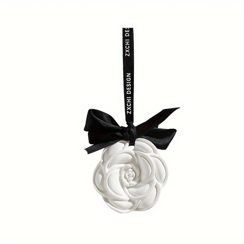 Car Scented Air Freshener Rose-Shaped Plaster White Flower Decor