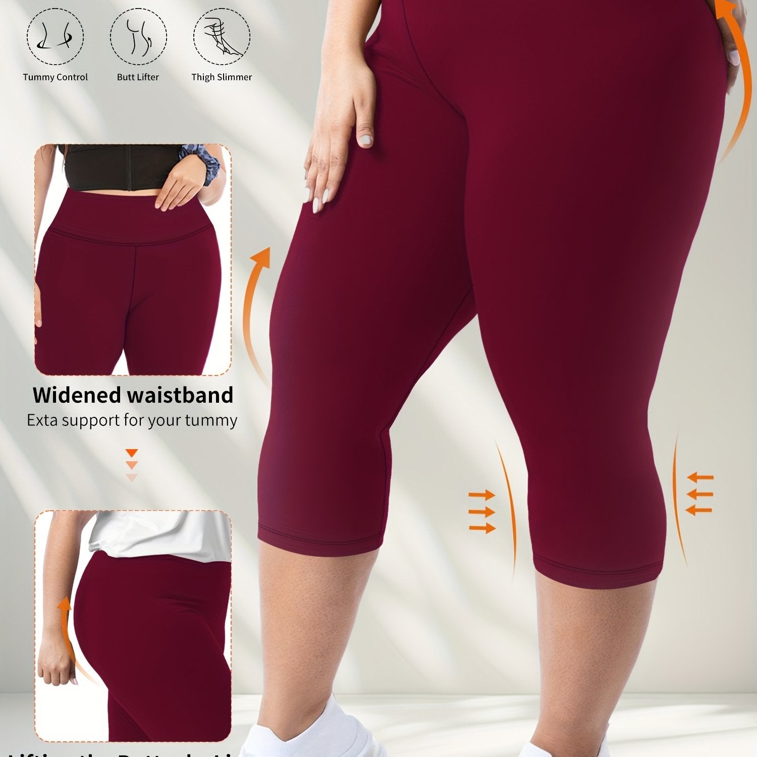 Plus Size High-Waisted Leggings Spring Summer 7-Point Yoga Workout