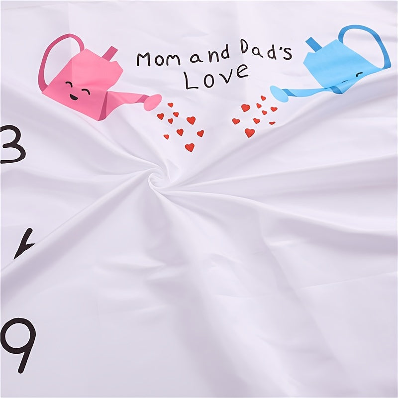 Baby Blanket for Creative Photography Props Soft White Polyester Monthly Growth Record for Kids