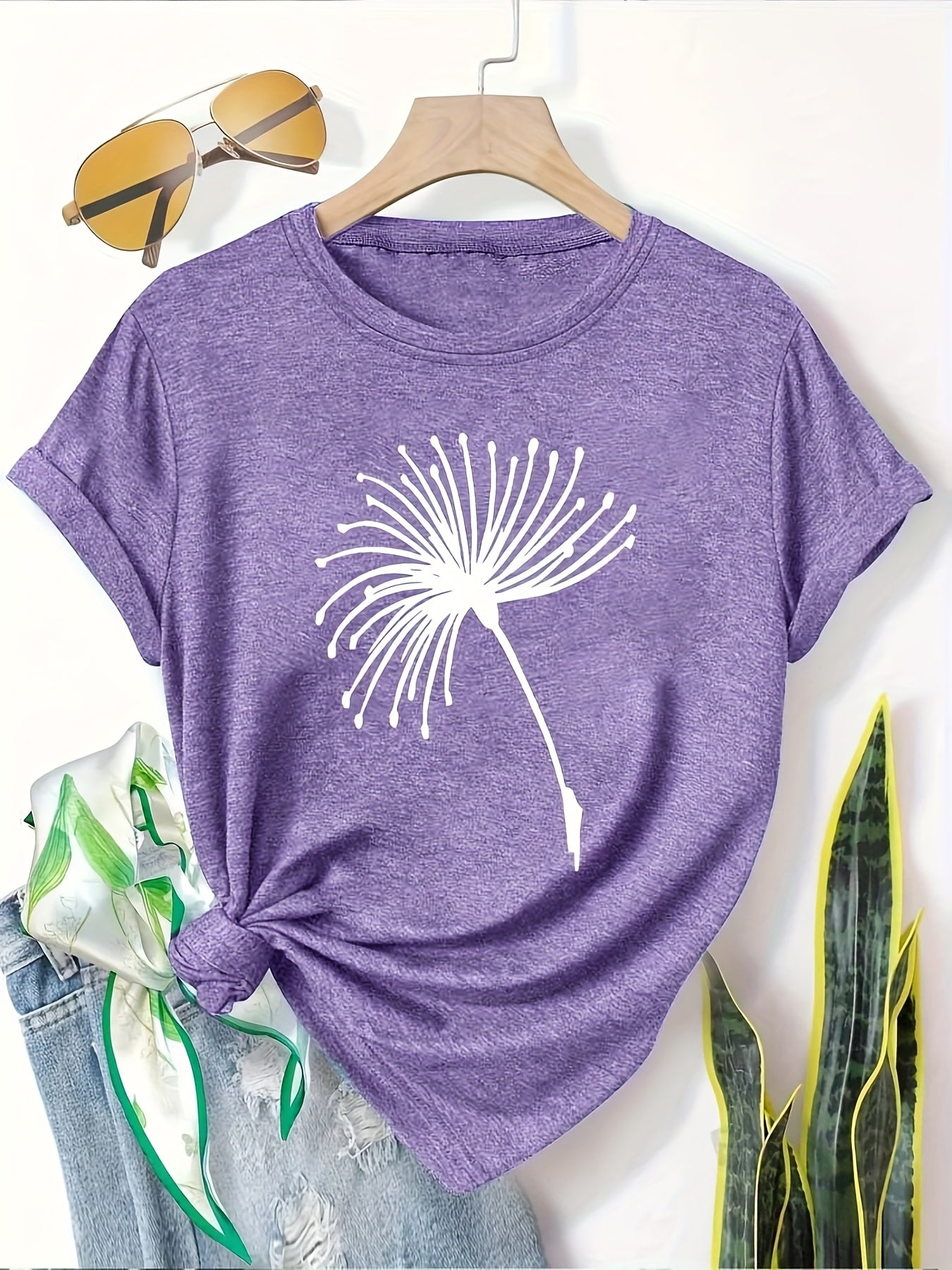 Women's Short Sleeve T-Shirts 5 Pack Breathable Geometric Floral Prints