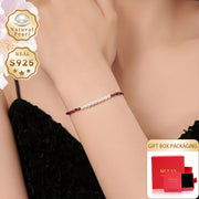 Women's Freshwater Pearl and Garnet Beaded Necklace with Silver Clasp