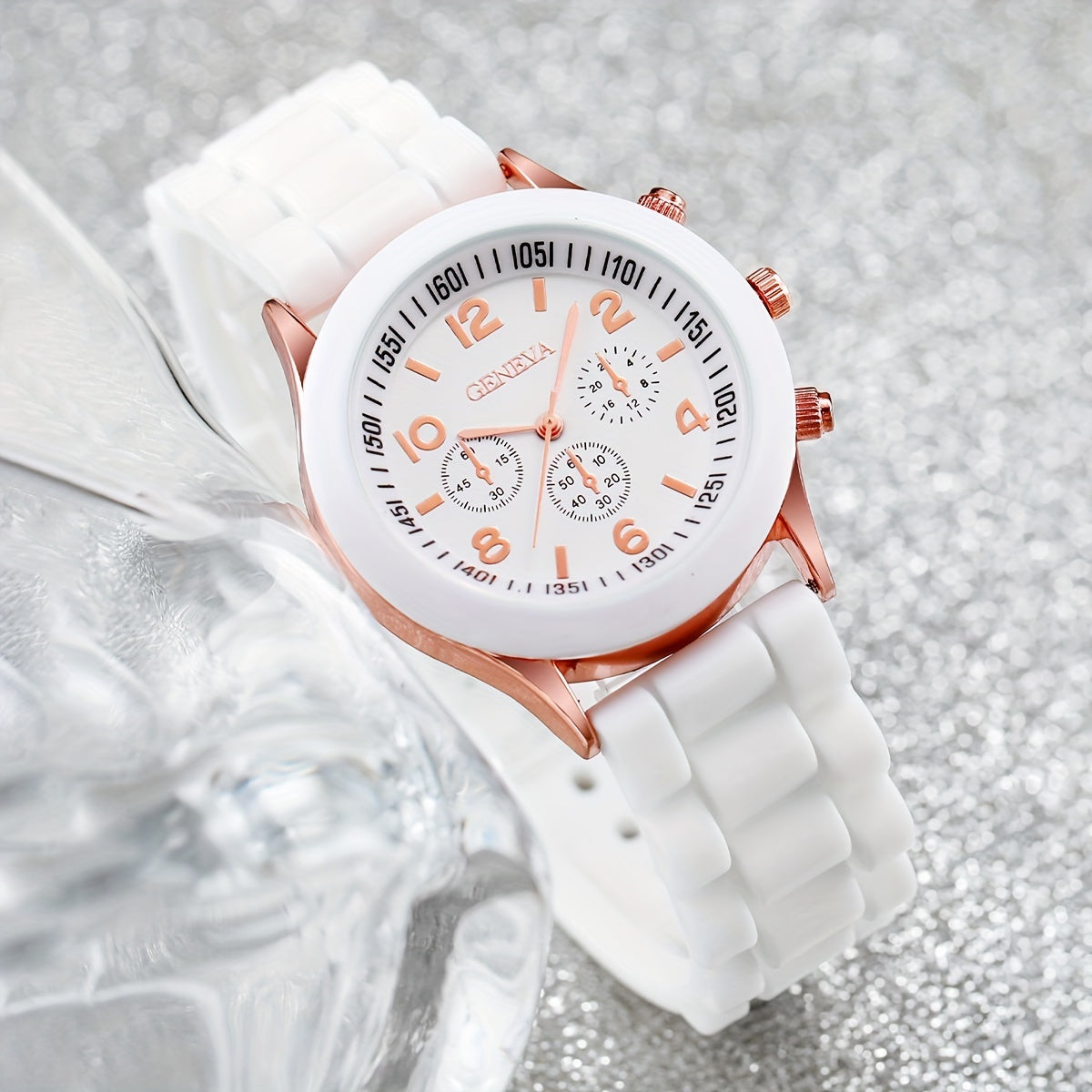 Women's Fashion Casual Watch Set with Quartz Movement Silicone Band Heart Bracelet