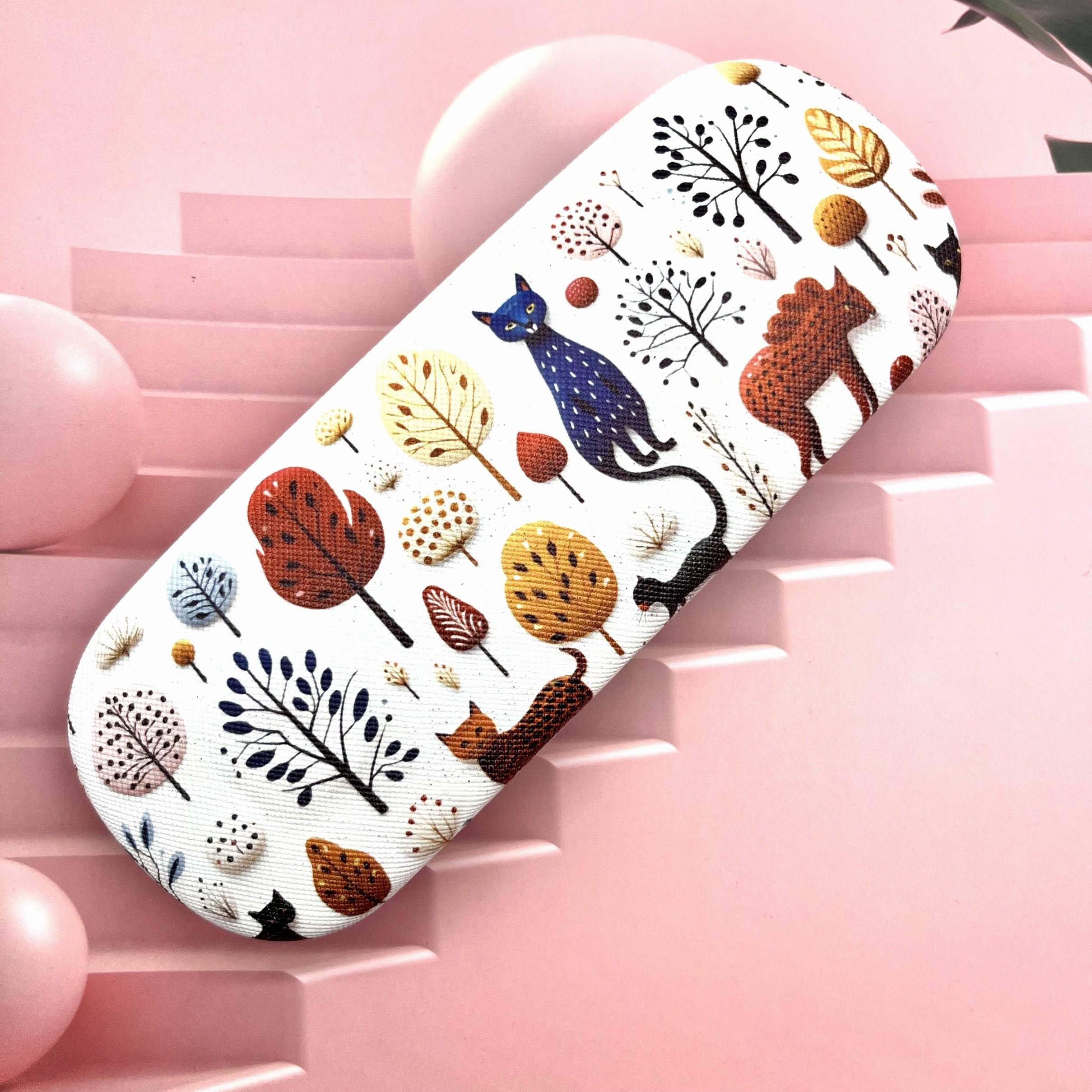 Estuche para gafas con estampado animal, duradero y elegante para mujeres, organizador portátil de almacenamiento