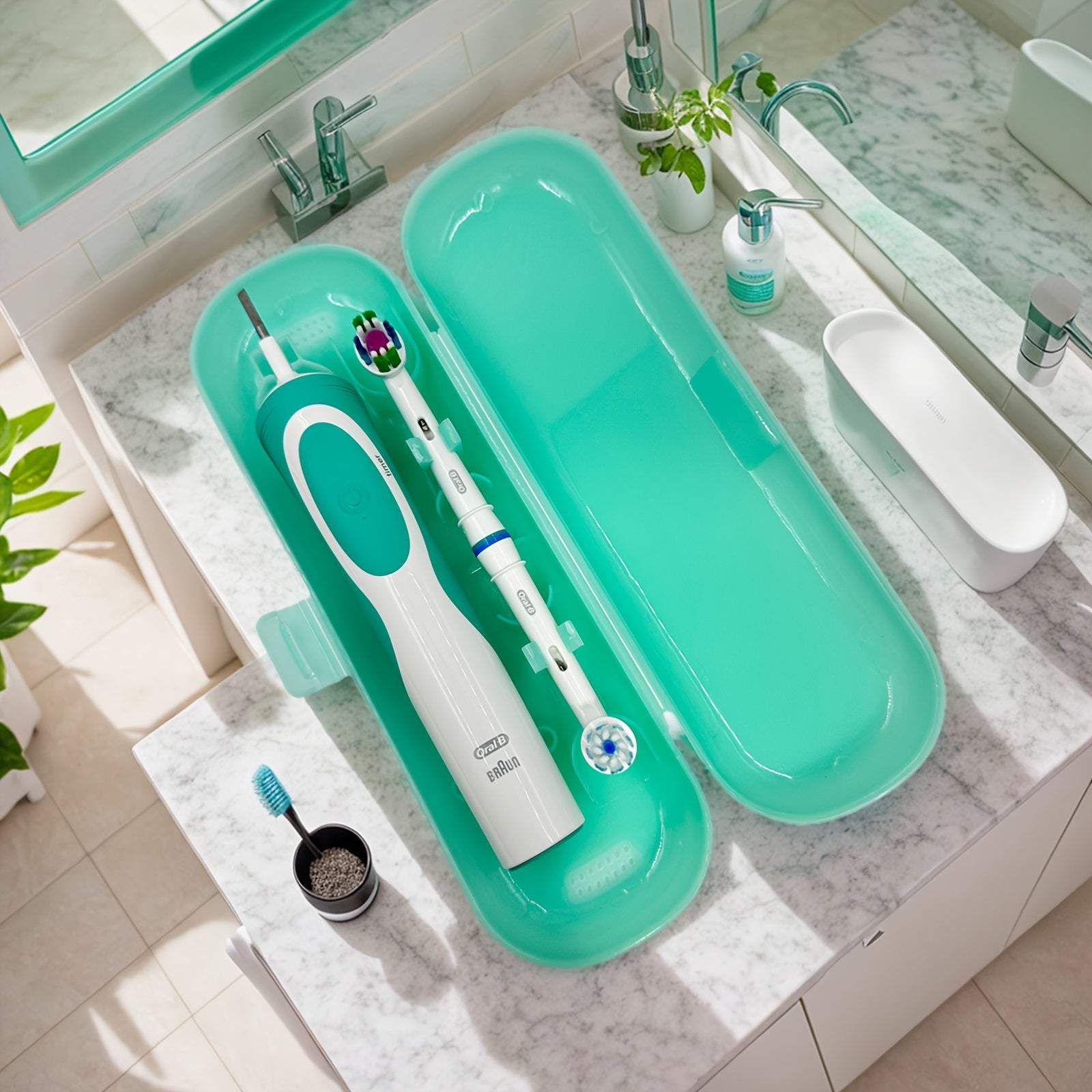 Universal Electric Toothbrush Storage Box Emerald Green Plastic Case