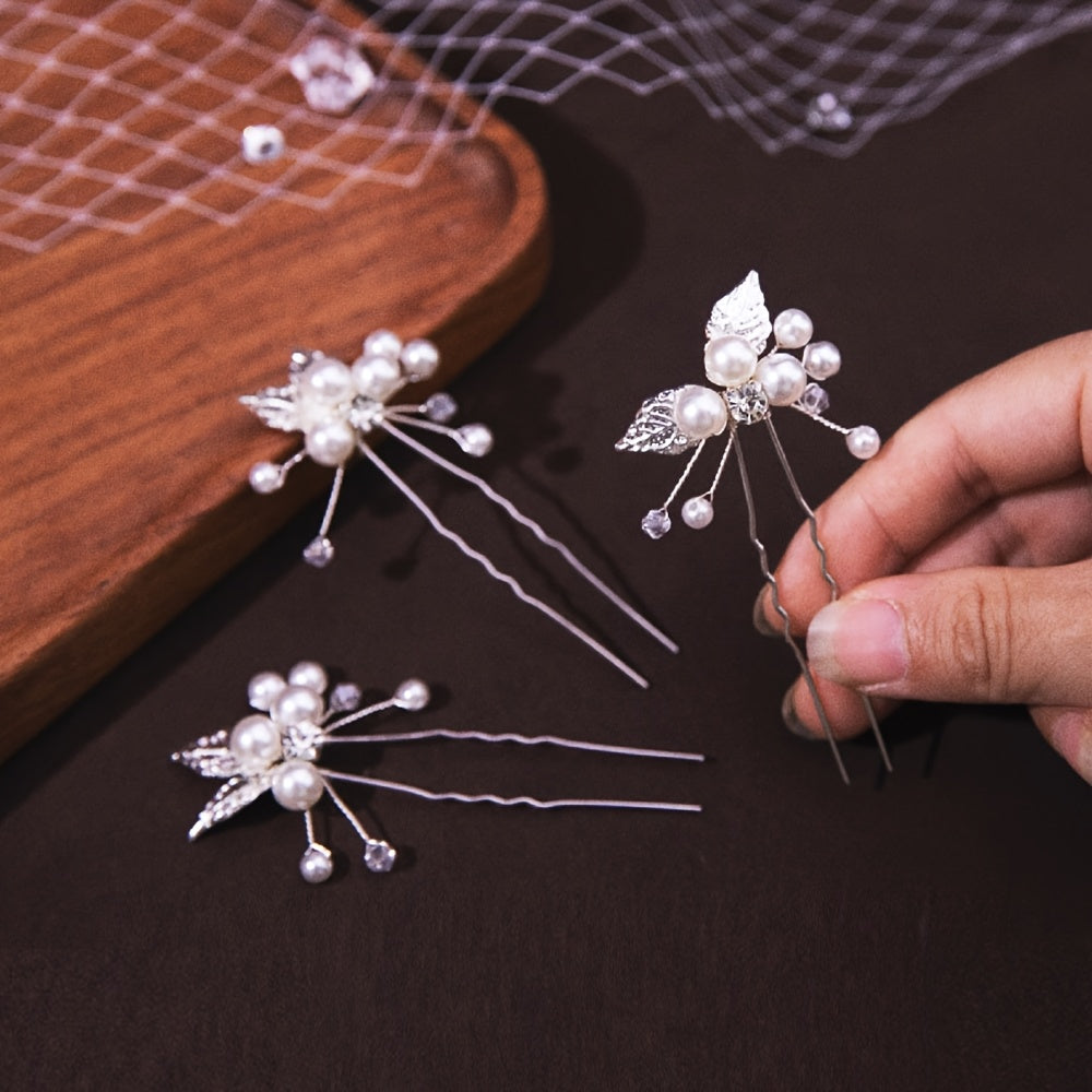 Golden Pearl and Diamond Bridal Hair Accessories for Wedding Dress Headwear