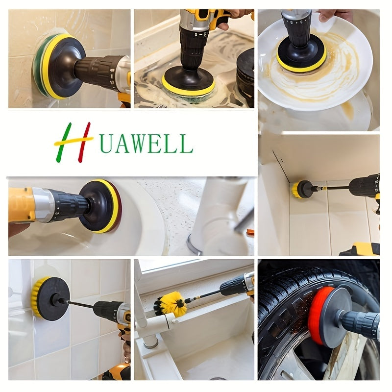 Набор из 45 насадок-щеток для дрели с щетками для чистки и губками для швов, плитки, автомобильных колес