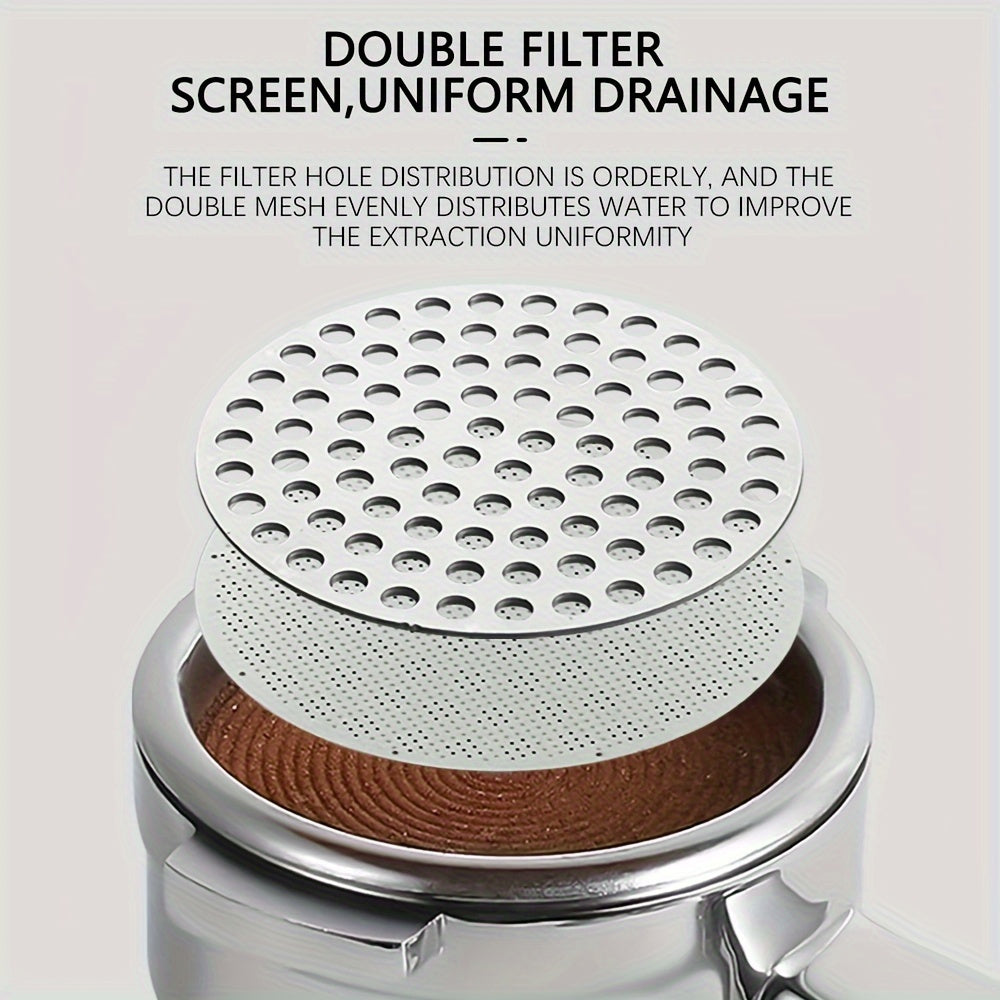 Stainless Steel Espresso Tamper Distributor with Dual Layer Etching and Mesh Sifter