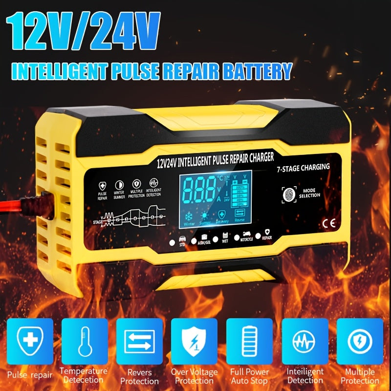 180W Car Battery Charger Intelligent Pulse Repair 12V 24V with Multi-Protection