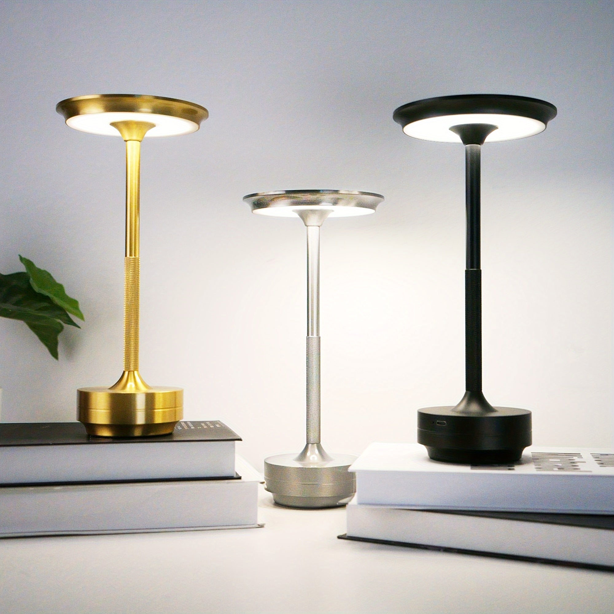 Adjustable Night Light with Touch Control 3 Color Temperatures Rechargeable Lithium Battery Modern Metal Base