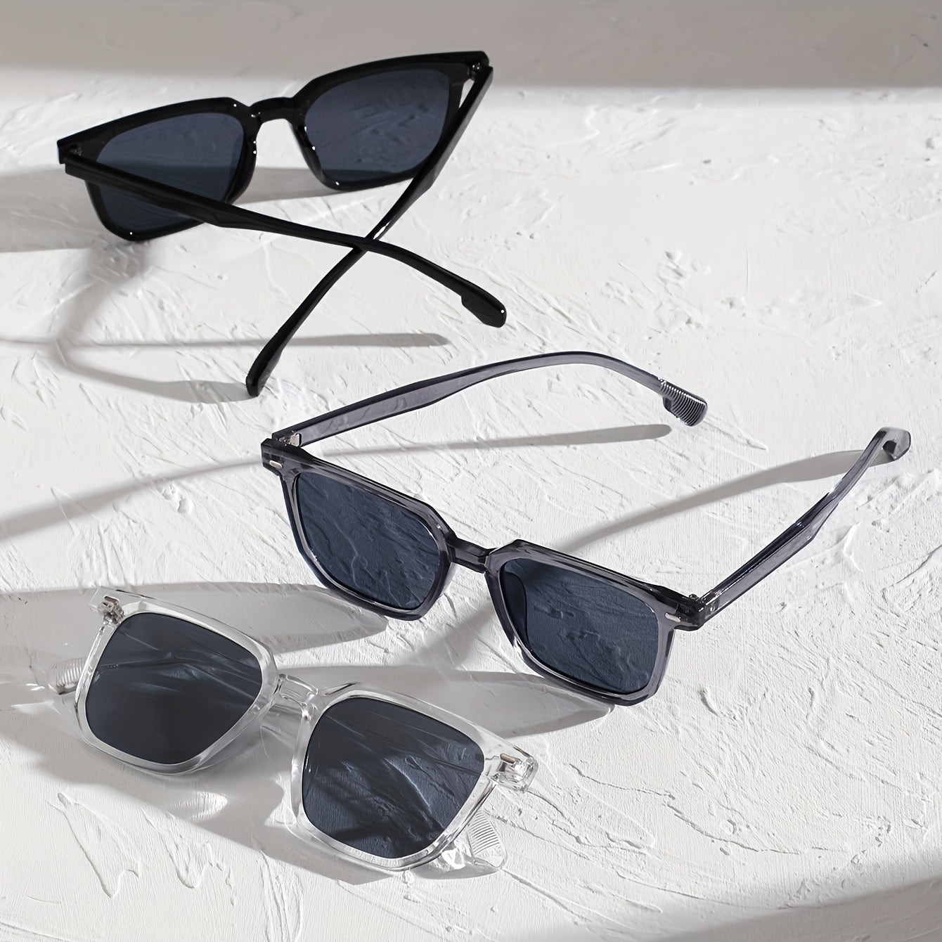 Set of 3 Classic Square Fashion Glasses for Men, Casual Eyewear Accessories