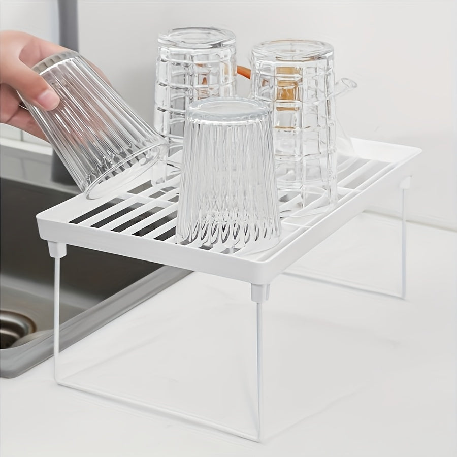 Modern Multi-Functional Plastic Desktop Organizer with Foldable Shelf for Kitchen Storage