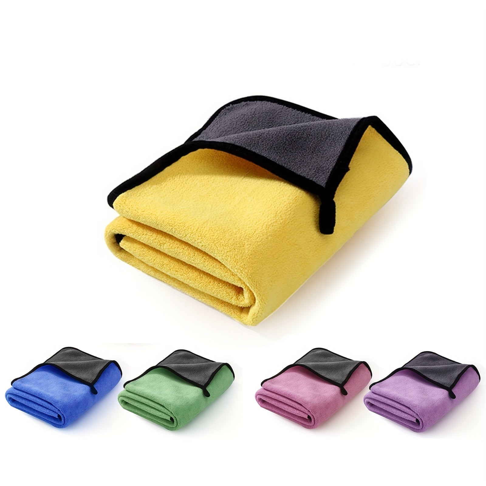 Kichik hayvonlar uchun yumshoq mikrofiber sochiq, tez quriydigan va namni yaxshi so'radigan, sariq va qora, osish halqasi bilan, 29.97 x 59.99 sm.