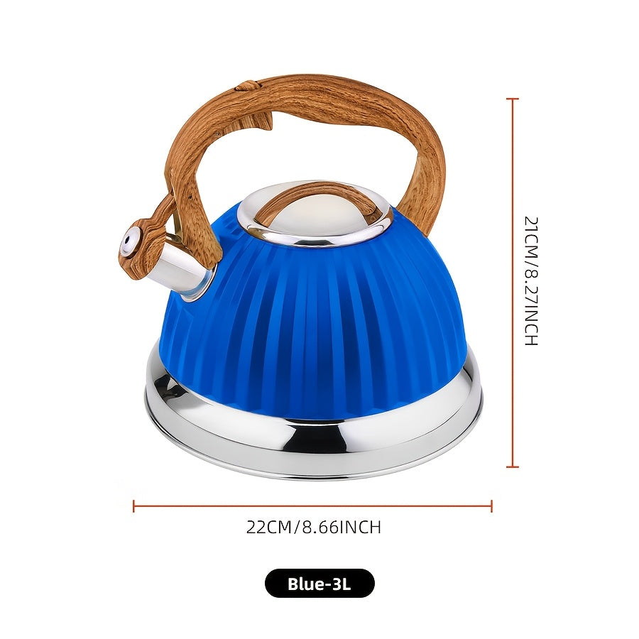 Stainless Steel Tea Kettle with Wooden Handle for Gas and Induction Stoves