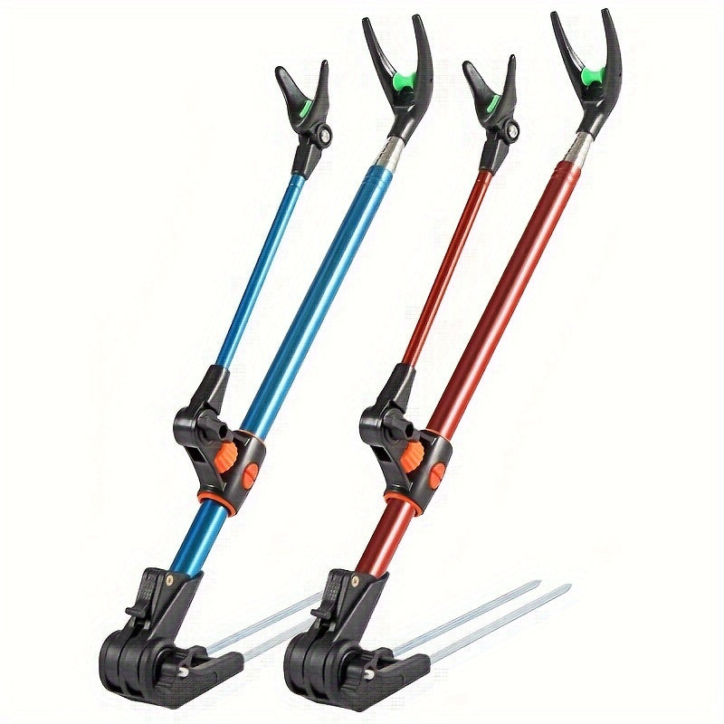 Adjustable Stainless Steel Fishing Rod Holder with Ground Spike Red or Blue