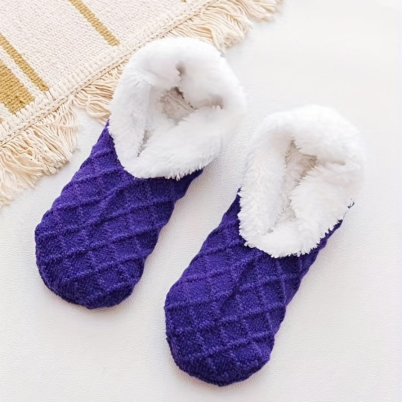 Women's Non-Slip Coral Fleece Floor Socks Plush Knitted Warm Fuzzy Socks for Women