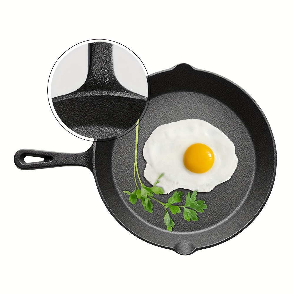 Juego de tres sartenes de hierro fundido con revestimiento antiadherente, aptas para horno, para uso en interiores y exteriores