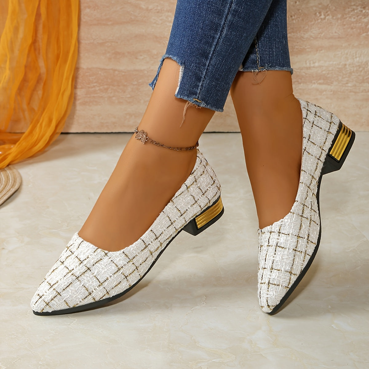 Women's Petite Flat Shoes Soft Heel Slip-On Pointed Toe Spring Autumn