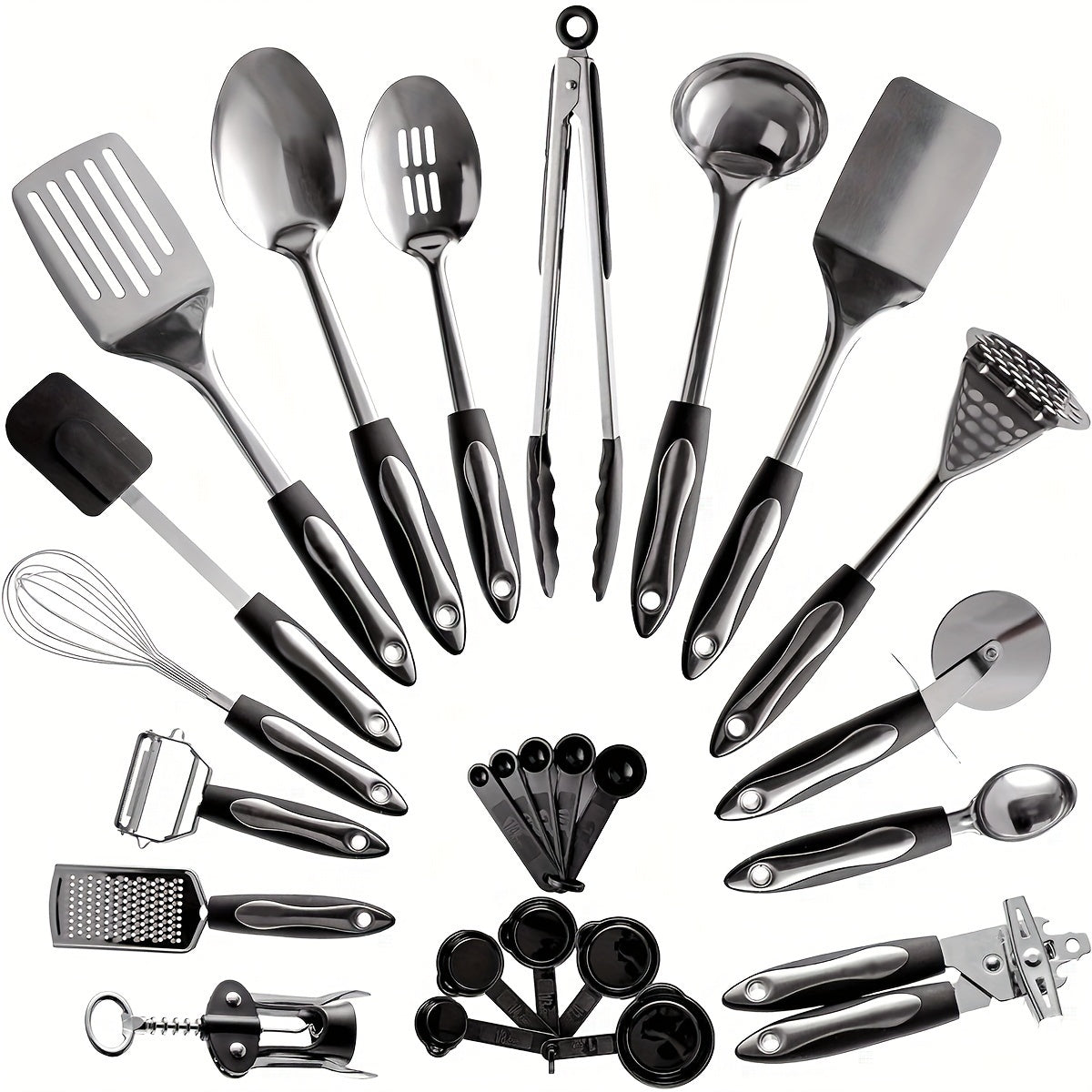 Set of 25 Stainless Steel Kitchen Utensils Spatula Cooking Tools Household Gadgets