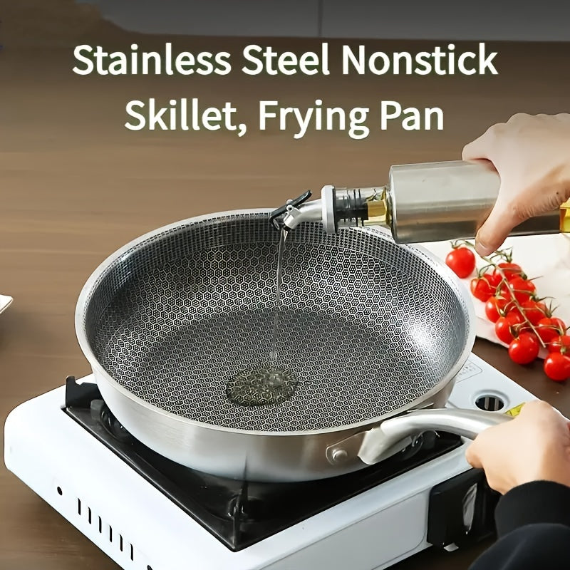 Stainless Steel Skillet with Honeycomb Design for Kitchen and Outdoor Cooking
