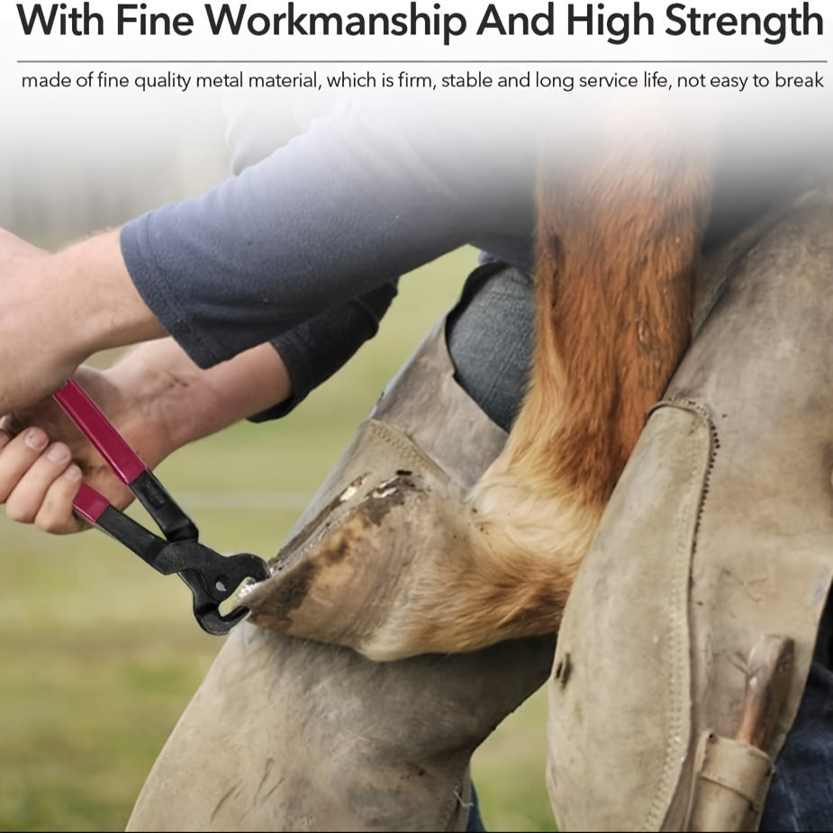 16-Inch Steel Horseshoe Trimming Pliers with Red Ergonomic Handle for Horse Hoof Grooming