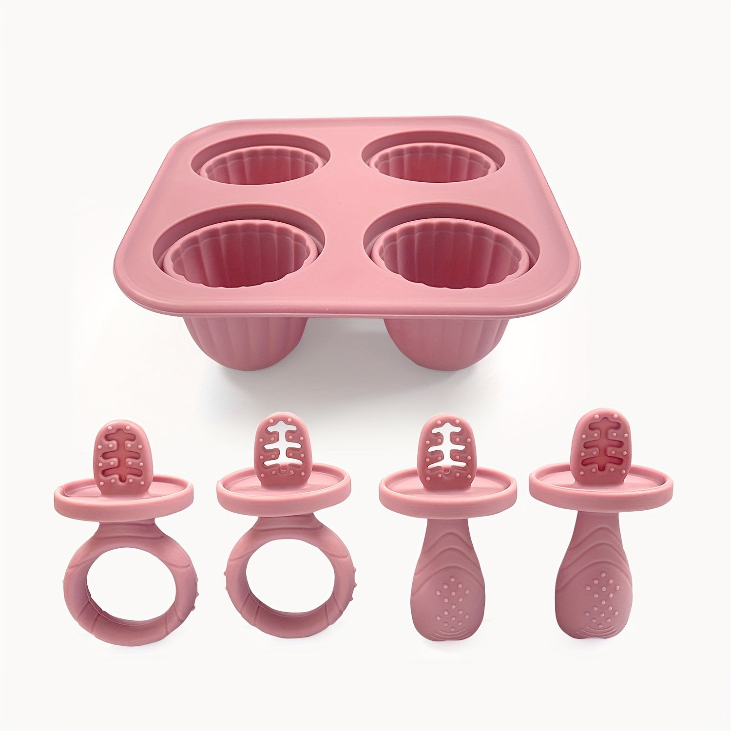 Silicone Popsicle Mold for Homemade Ice Cream and Frozen Treats with 4 Holes