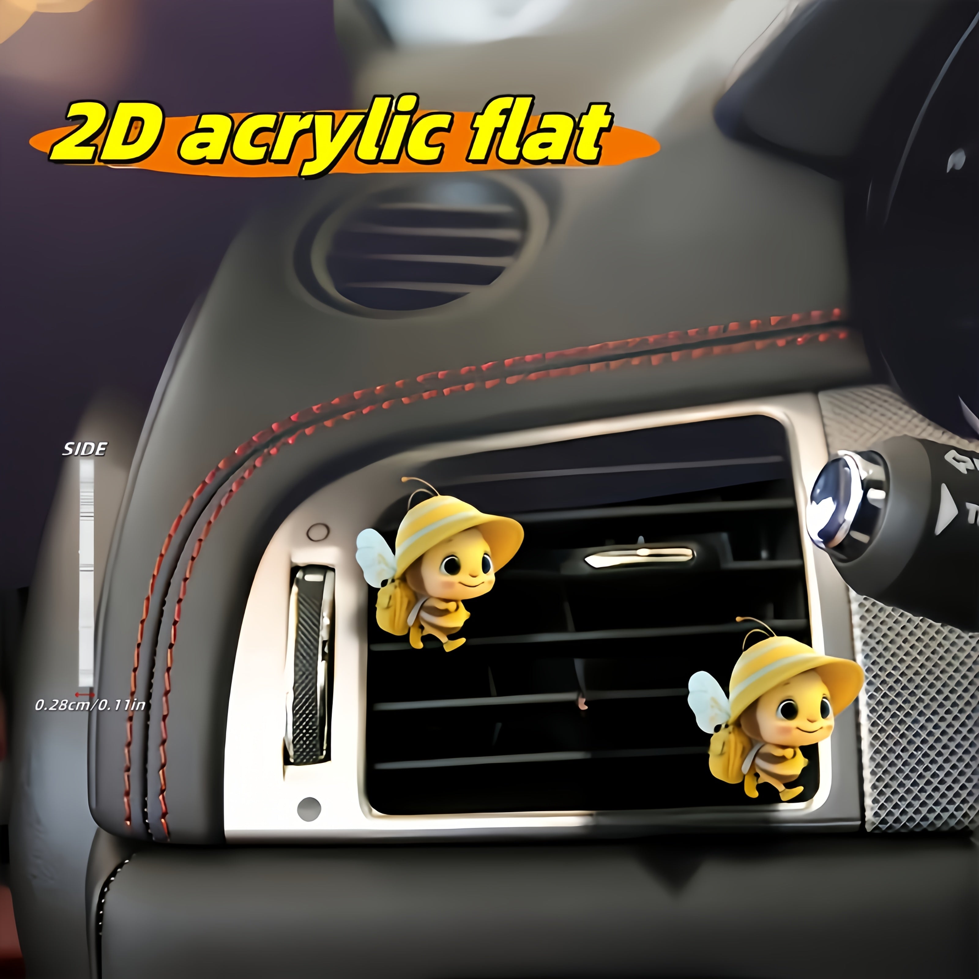 Car Air Vent Aroma Decor Clip 2D Flat Cute Bee Pattern Holder for Vehicle