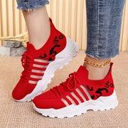Women's Casual Mid-Top Sneakers Breathable Fabric White Lace-Up Comfortable