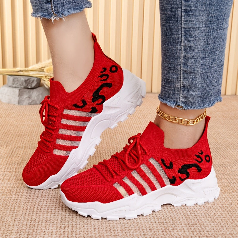 Women's Casual Mid-Top Sneakers Breathable Fabric White Lace-Up Comfortable