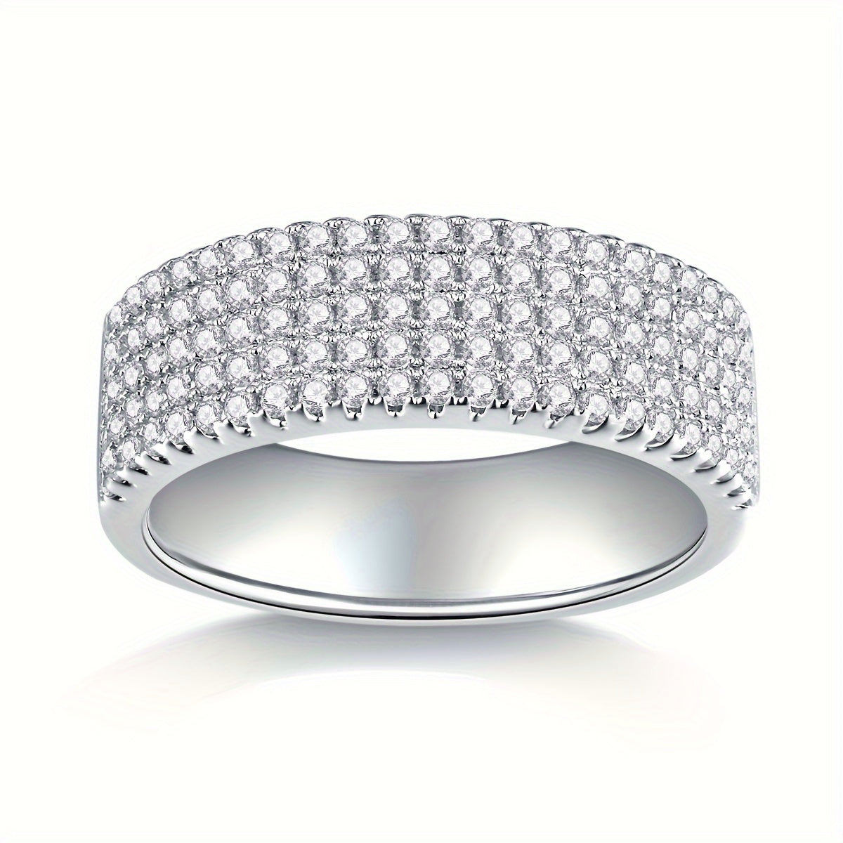 Sterling Silver Moissanite Ring with 0.008 Carat 121 Stones for Weddings and Engagements