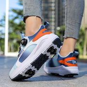 Kids Roller Skates for Boys and Girls All-Season Stripes Low Top PU and Fabric