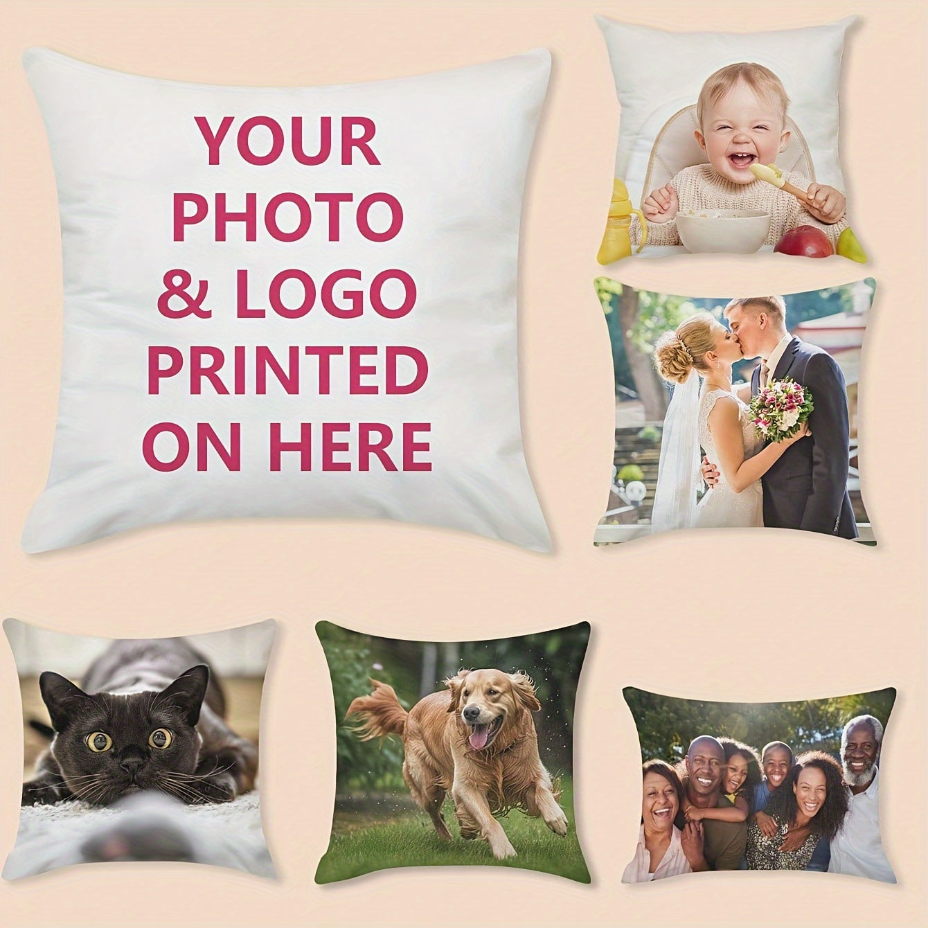 Pet Photo Pillow Cover 45.72cm Christmas Memorial Customizable Polyester Cushion Case