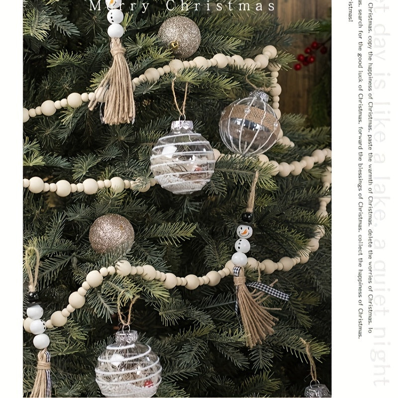 Rustic Wooden Bead Garland Christmas Tree Ornament Wall Hanging DIY Home Decor
