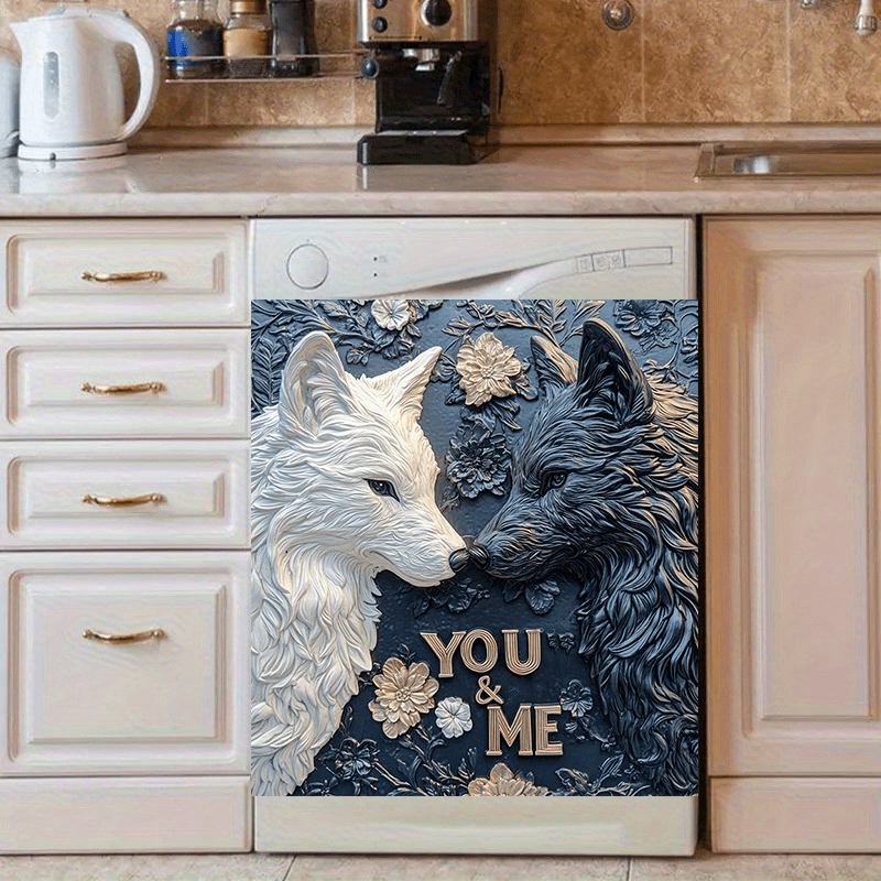 Romantik Boʻrdoq Juftligi Magnit bilan "Siz va Men" Gul Relief Sanʼati Suv oʻtkazmaydigan Muzlatgich Dekori 58.5x65 sm