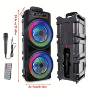 Altavoz estéreo Bluetooth portátil de alta potencia con luces LED, USB, inalámbrico, refuerzo de graves, audio de alta resolución