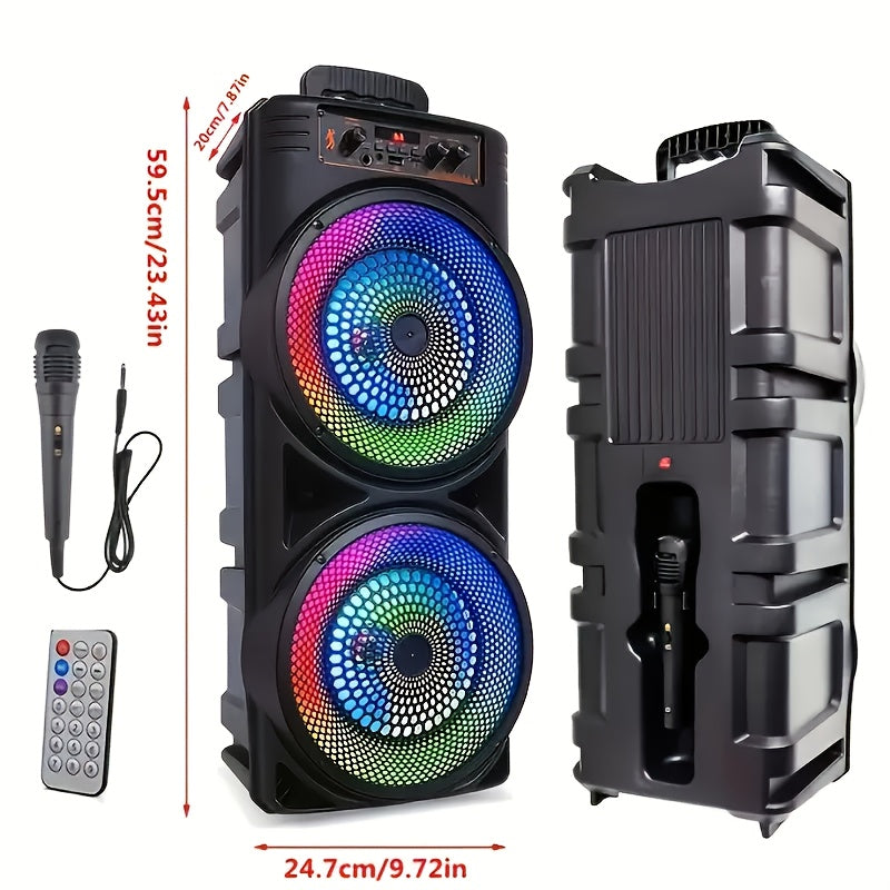 Altavoz estéreo Bluetooth portátil de alta potencia con luces LED, USB, inalámbrico, refuerzo de graves, audio de alta resolución