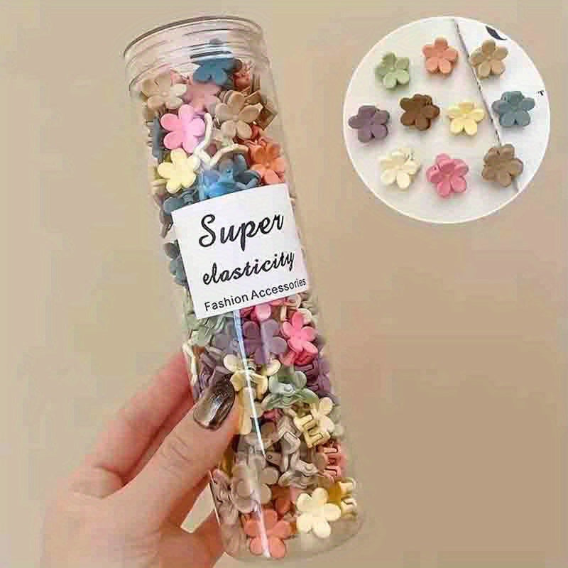 Set of 50 Mini Plastic Flower-Shaped Hair Clips for Girls and Teens