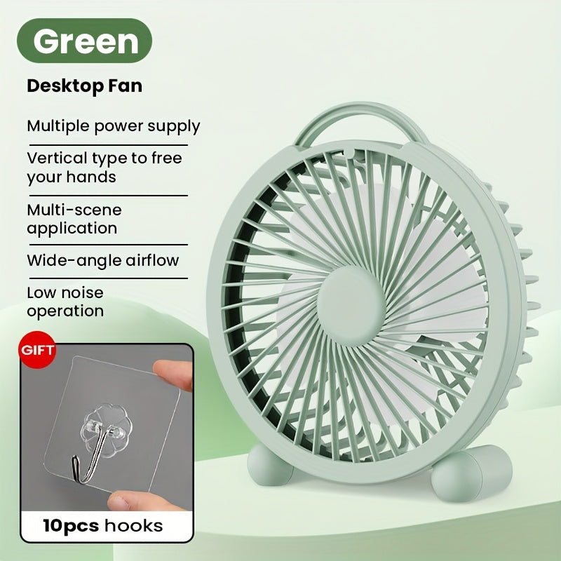 11-piece set wall hooks and portable USB desktop fan compact silent cooling for home office travel