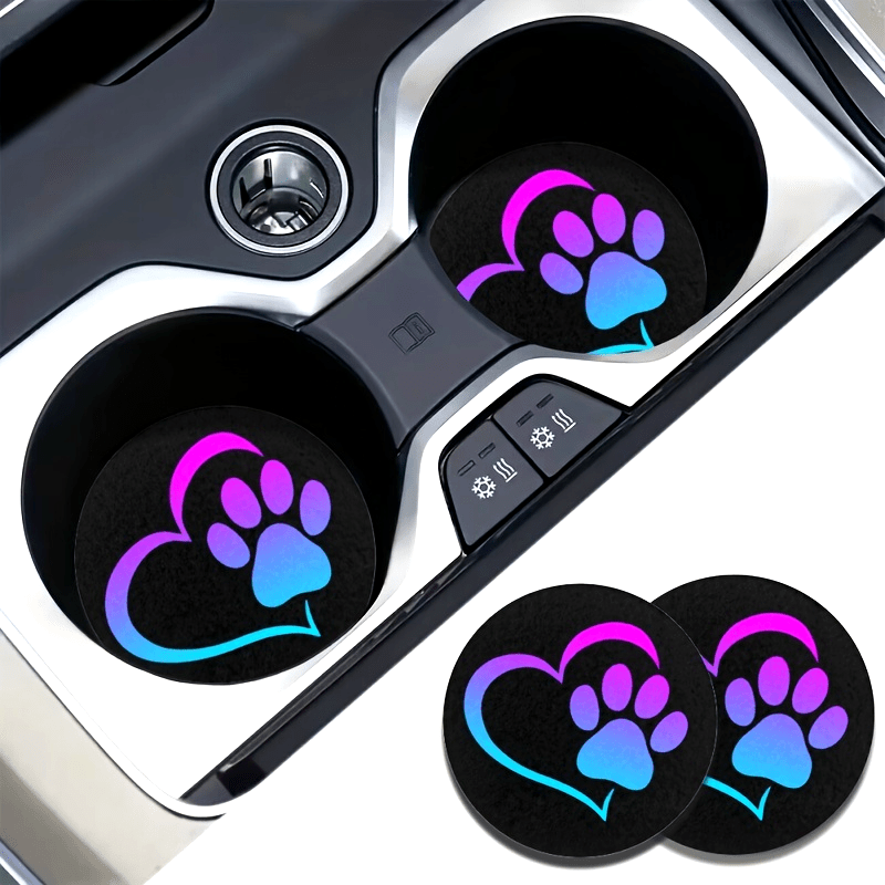 Uniseks it paw coasterlari avtomobil uchun, 2 ta paket, oson ko‘chirish, stakan tutqichlarini toza tutadi