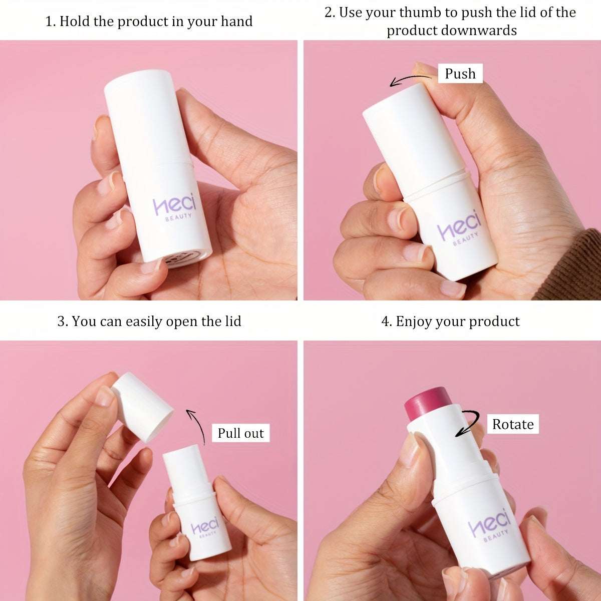 3-in-1 Krema Blush Stik Suv o'tkazmaydigan, uzoq davom etadigan, ko'p maqsadli makiyaj uchun Yonoq, Ko'z, Lab uchun