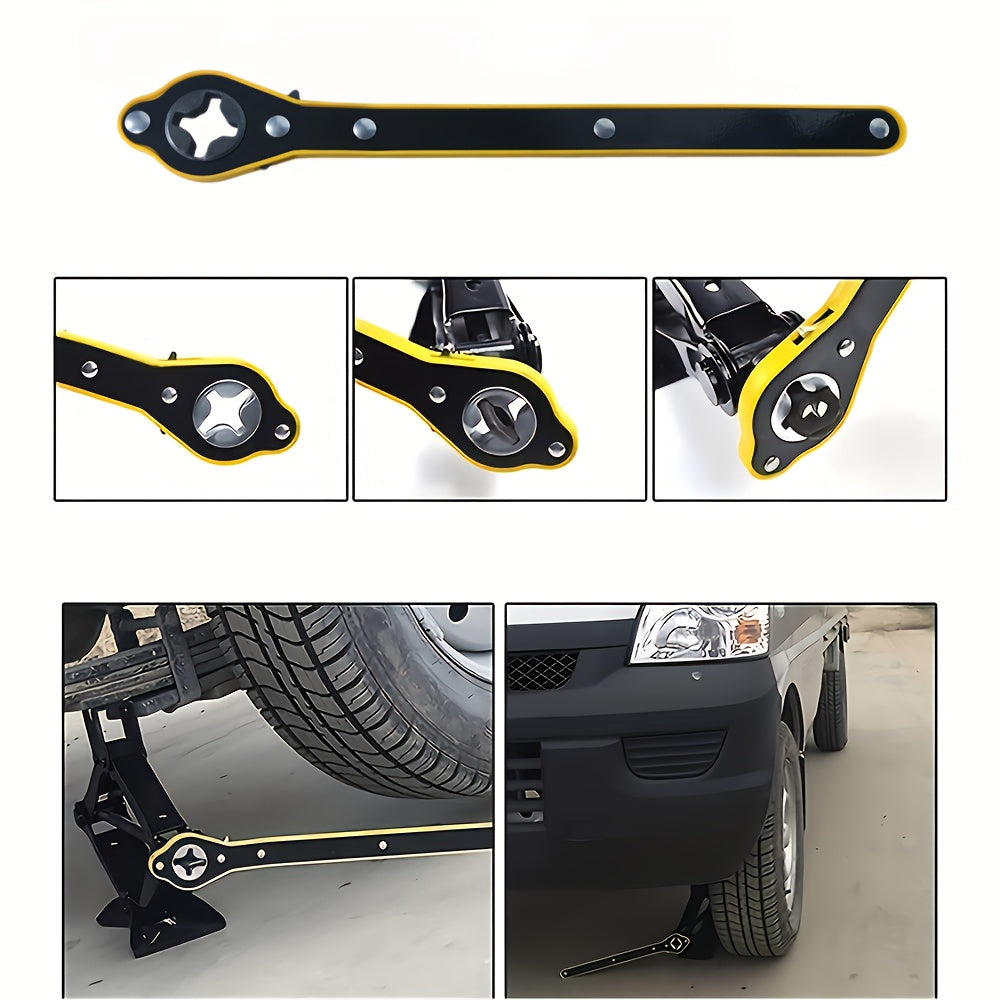 Heavy-Duty Steel Car Jack Ratchet Wrench Tire Repair Tool with 360° Rotation