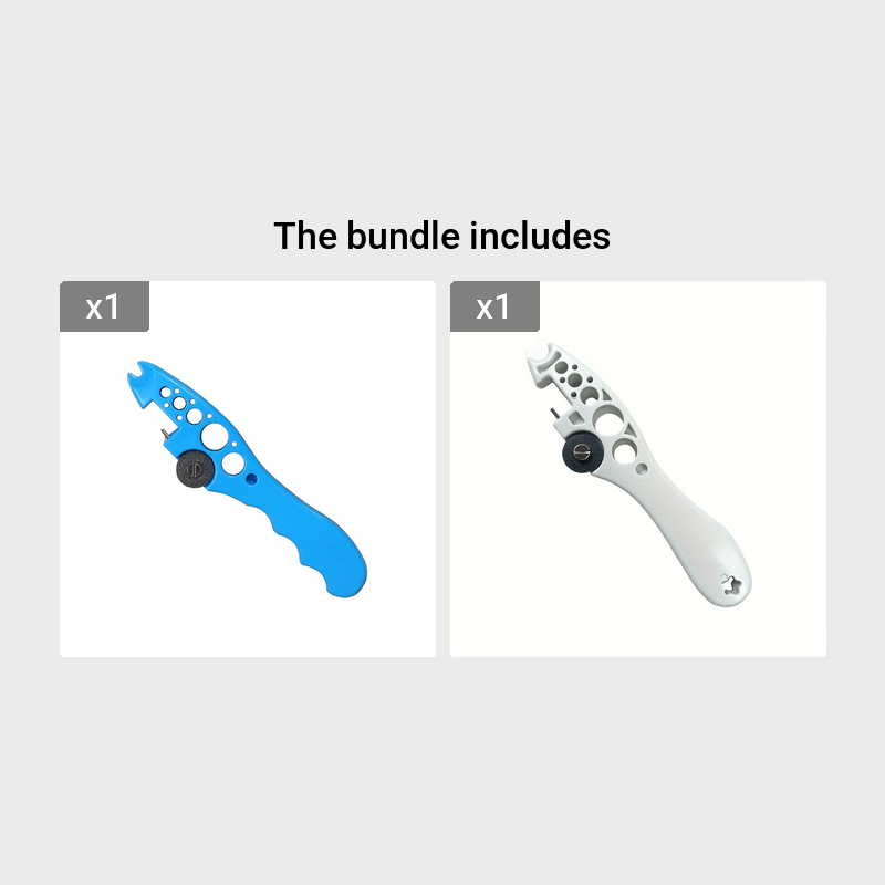 Ko'p funksiyali ampulalar va shisha idishlarni ochish uchun almashtiriladigan maydalash g'ildiragi bilan. Oson dori boshqaruvi uchun ko'k/oq yoki pushti/qora rangdagi qo'l bilan ishlatiladigan plastik kesgich.