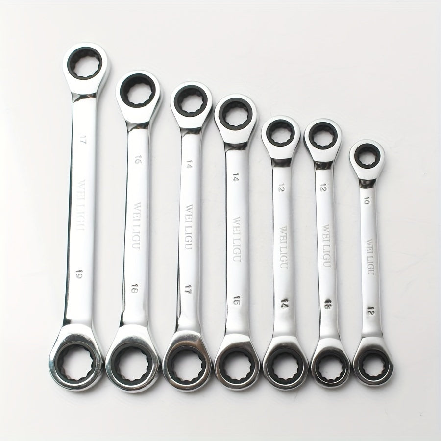 72 Tooth Ratchet Wrench Set Chrome Steel Double End 10-17mm Automotive