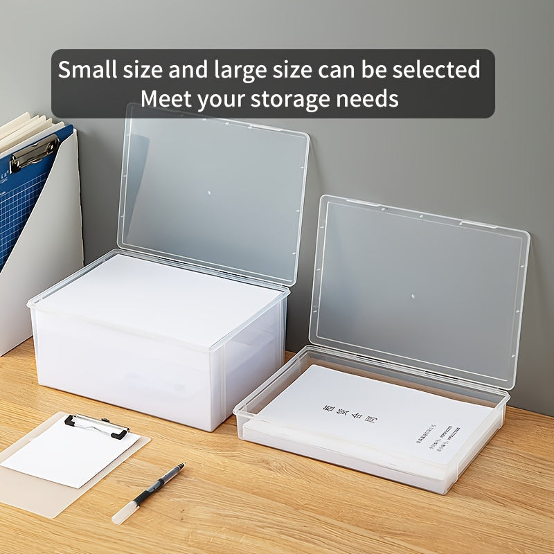 A4 Paper Storage Box Waterproof Plastic Flip Top Office Dorm Home Organization