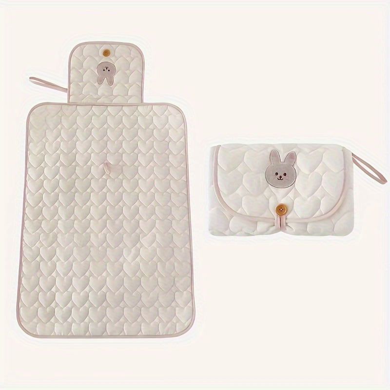 Beige Animal Embroidered Diaper Changing Pad for Babies and Toddlers