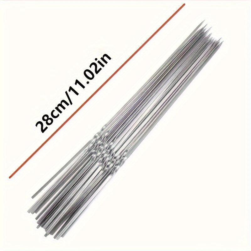 Reusable Stainless Steel BBQ Skewers for Grilling and Outdoor Cooking