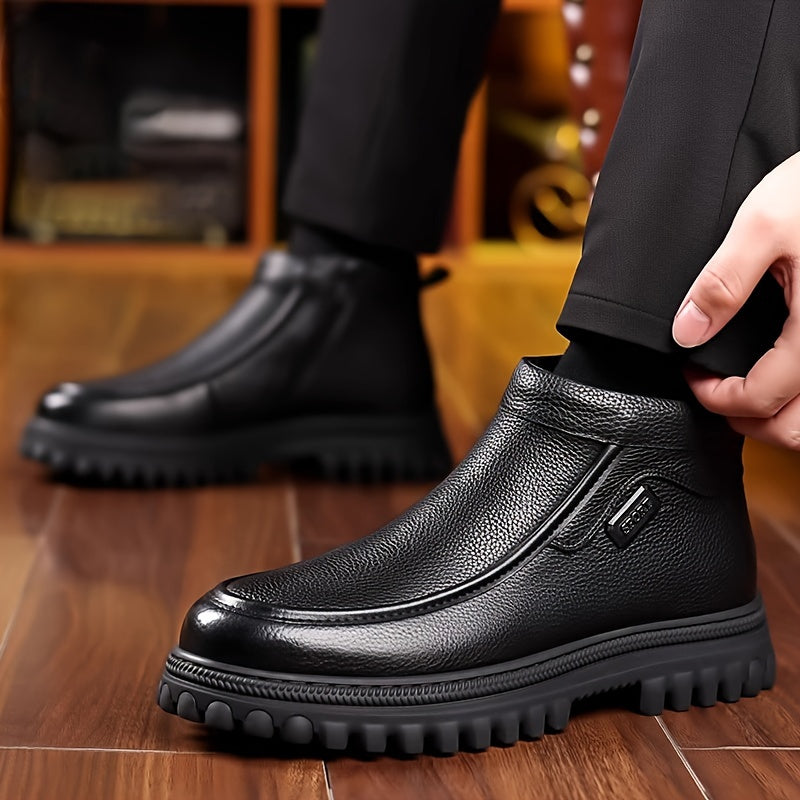 Botines de nieve para hombre con forro de felpa, de deslizamiento, con parte superior de PU y suela de PVC, para uso exterior y casual